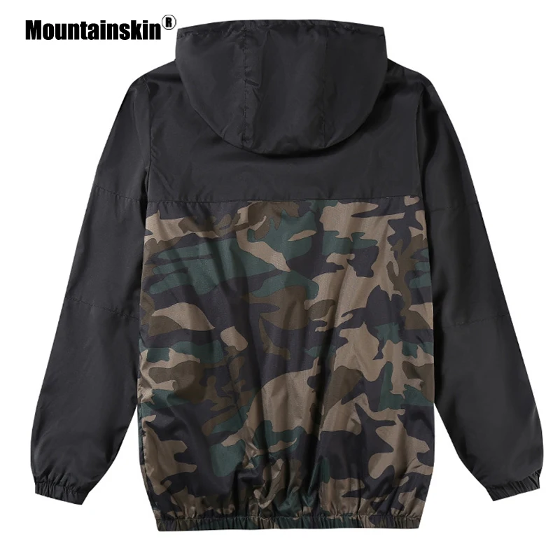 Мужская куртка с капюшоном Mountainskin камуфляжная приталенная в стиле пэчворк