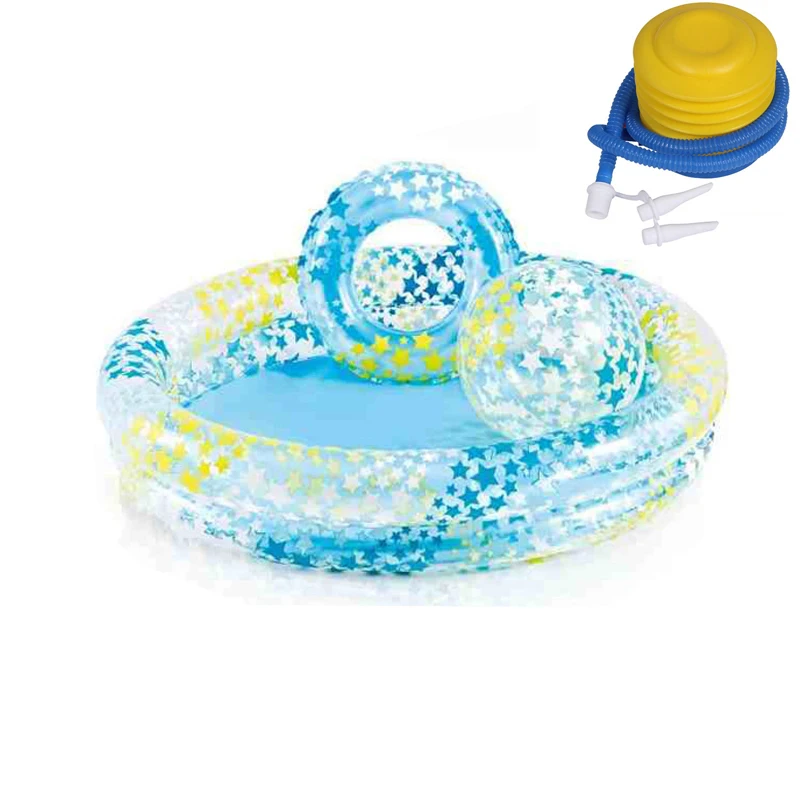 Надувной складной плавательный бассейн с кольцом для плавания пляжный мяч