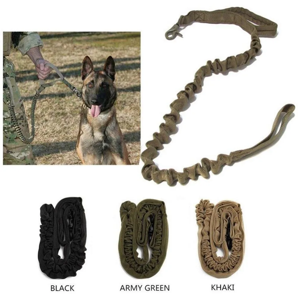 

Pet Dog Collar Leash Wide Durable Nylon and Metal Clasp Tactical Military Stretchable Bungee Camouflage Dog Leash PL049