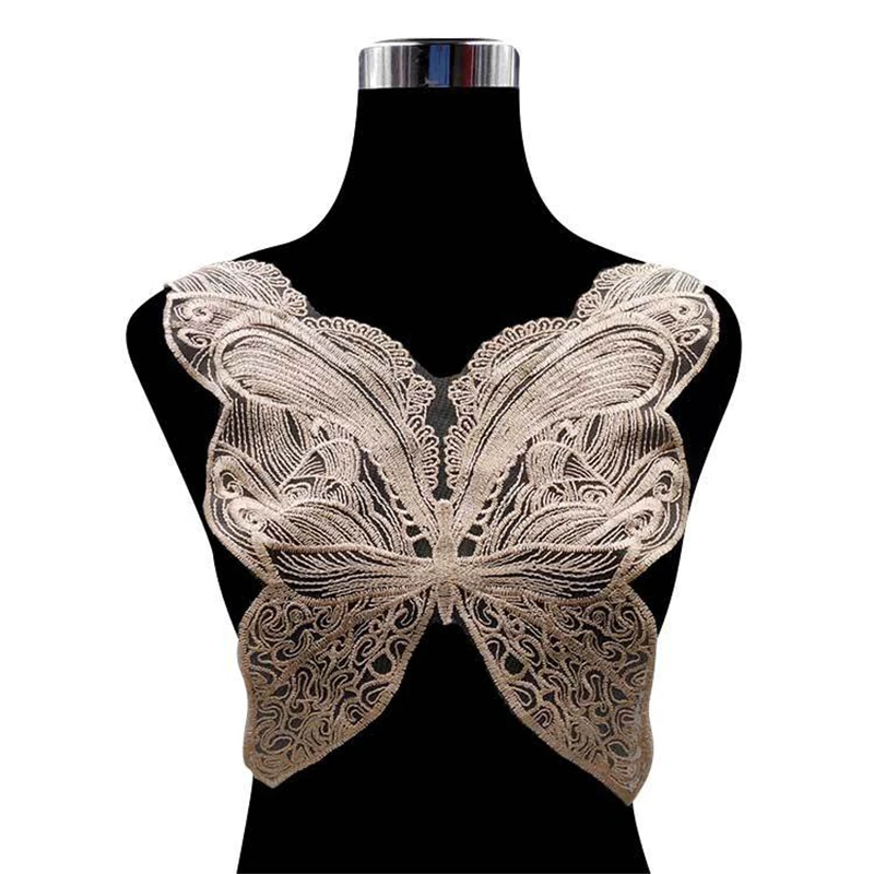 Большой кружевной воротник с бабочкой 1 шт. вышивка тюль кружевная ткань шитая