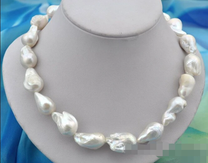 

Charming 18"25mm baroque white reborn keshi pearl necklace
