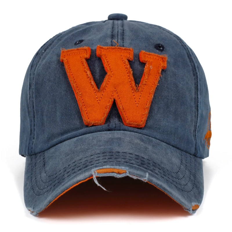 new cotton letter W Baseball Cap retro outdoor sports caps women bone gorras curved fitted washed vintage dad hats for men