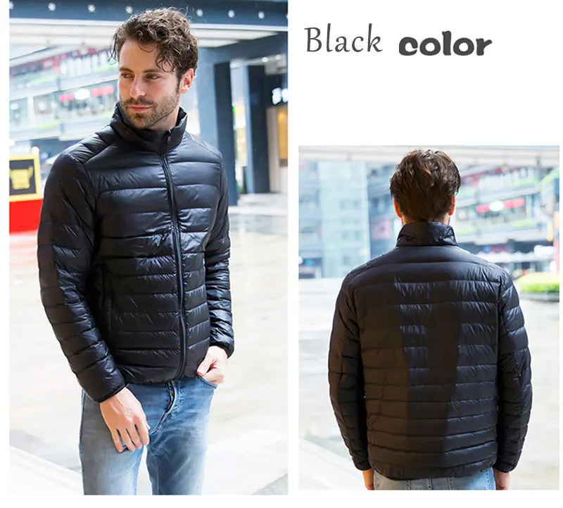 M~ 4XL, мужские зимние новые тонкие теплые пальто с воротником-стойкой, модные, 8 цветов, однотонные, универсальные, 90%, белые, утиные, мужские пальто