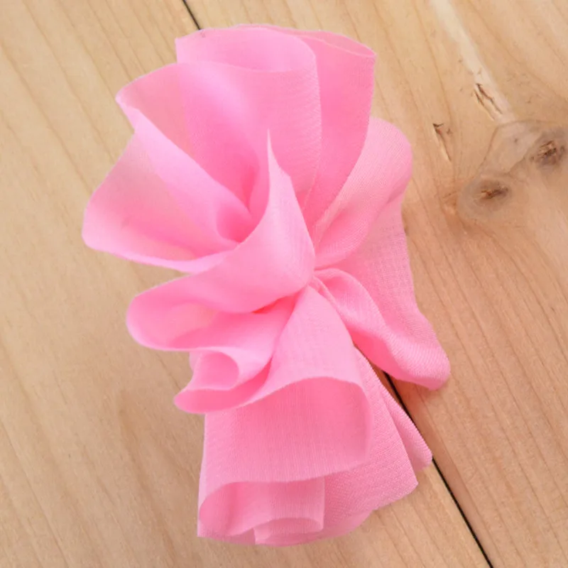 30 шт./Лот оптовая продажа мини драпированные шифоновые цветы для девочек без