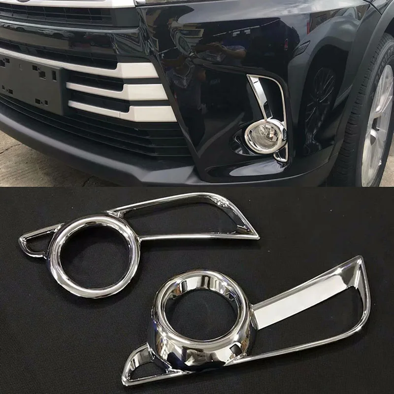 

Для Toyota Highlander 2018 Хромированная передняя противотуманная фара крышка рамка отделка наклейка на автомобиль Стайлинг 2 шт. аксессуары для стайлинга автомобилей