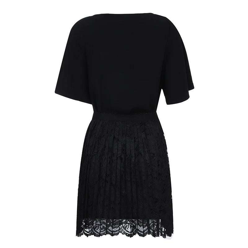 Женское мини-платье с V-образным вырезом Max Spri однотонное черное ТРАПЕЦИЕВИДНОЕ