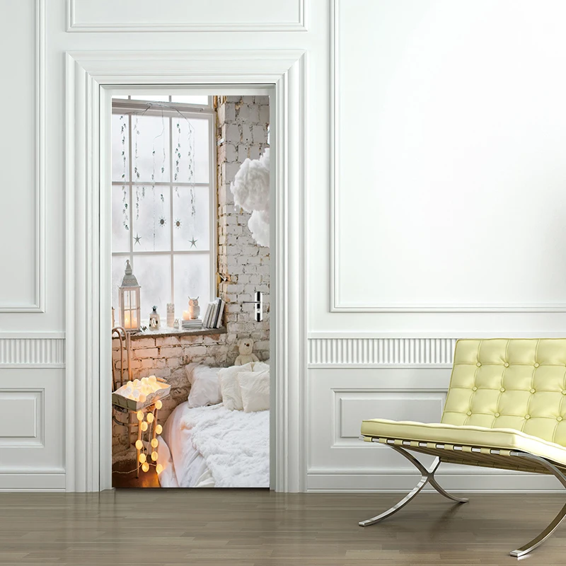 Рождественская лампа дверные наклейки роспись ПВХ самоклеящиеся