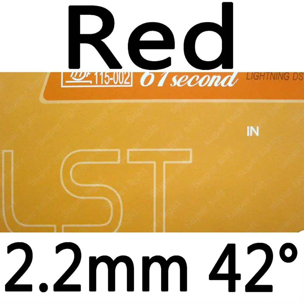 red 2.2mm H42 61second молния DS LST супер липкий накладки Резина с губкой на ракетки для настольного тенниса - Цвет: red 2.2mm H42