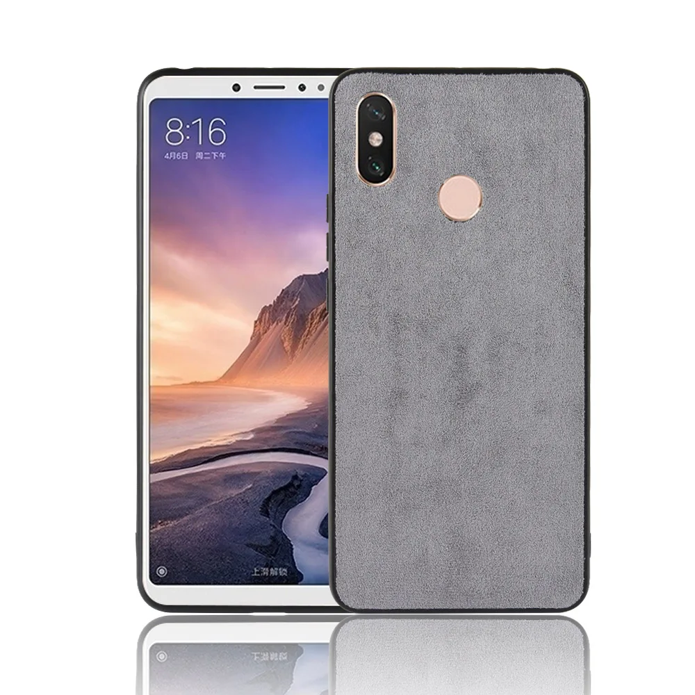 MiMax 3 Чехол max3 задняя крышка модный силиконовый край из натуральной кожи тканевый
