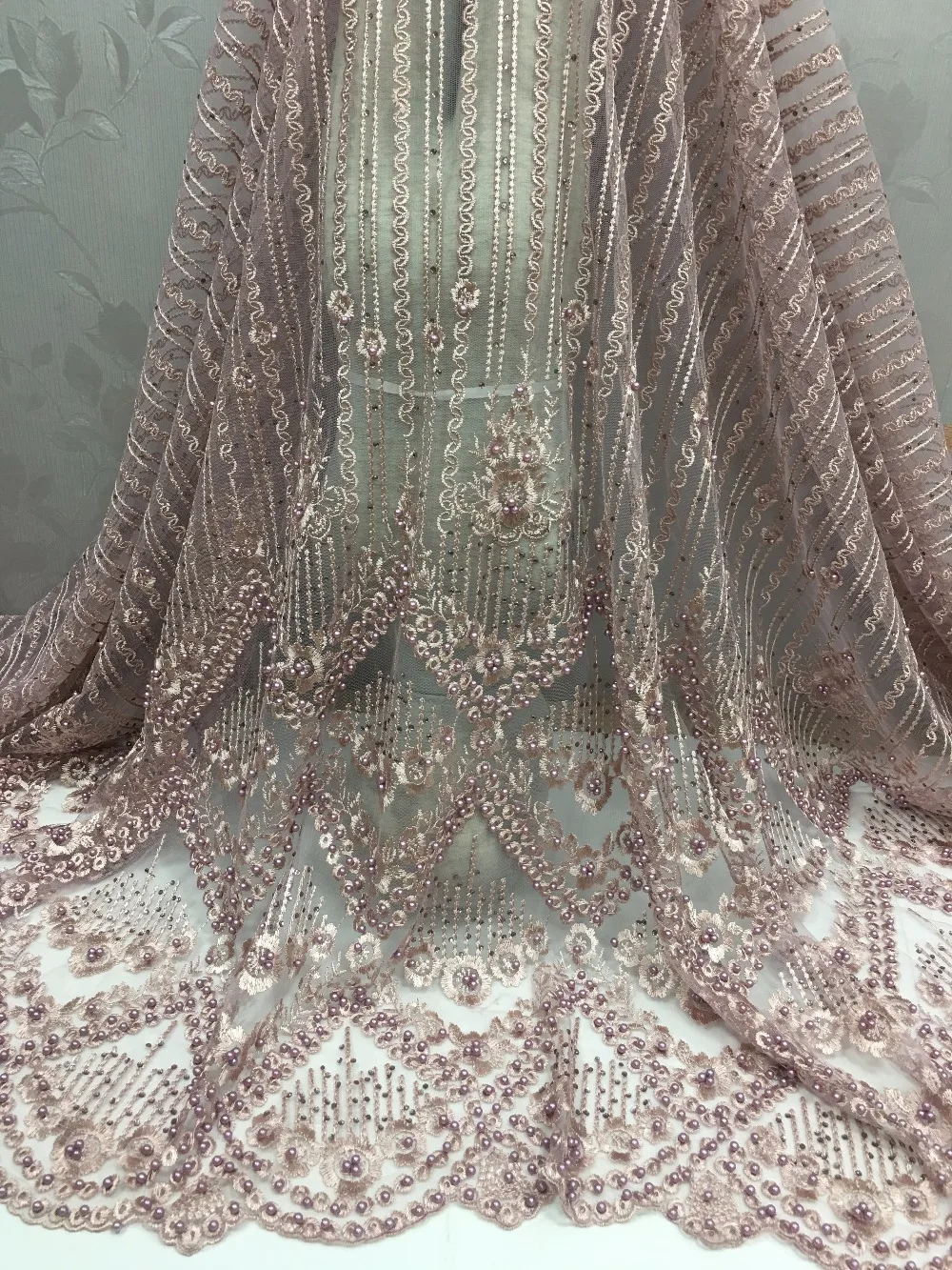 Элегантный нигерийский Тюль французская кружевная ткань с камнями бисером 2018