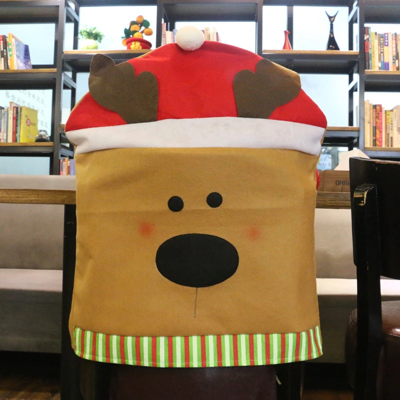 

2018 Christmas decorations New 3pcs/lot New Arrival Christmas Chair Cover Dinner Decor Deer Snowman Chair Set Gift WSD013
