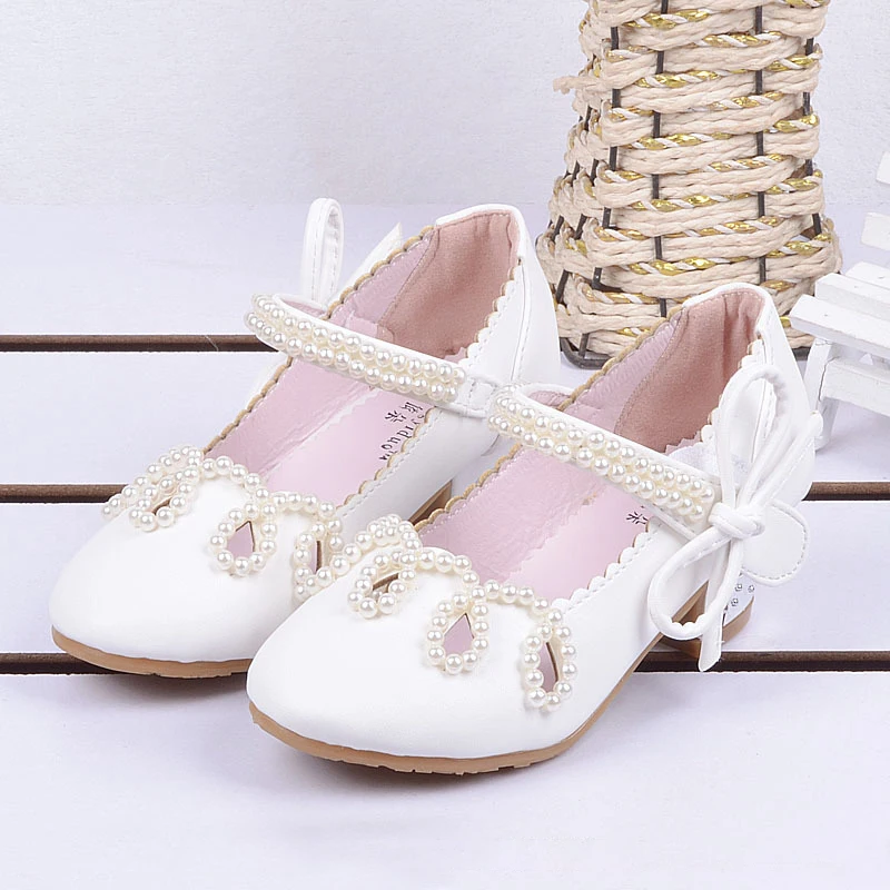 Туфли детские на высоком каблуке обувь принцессы для девочек Украшенные