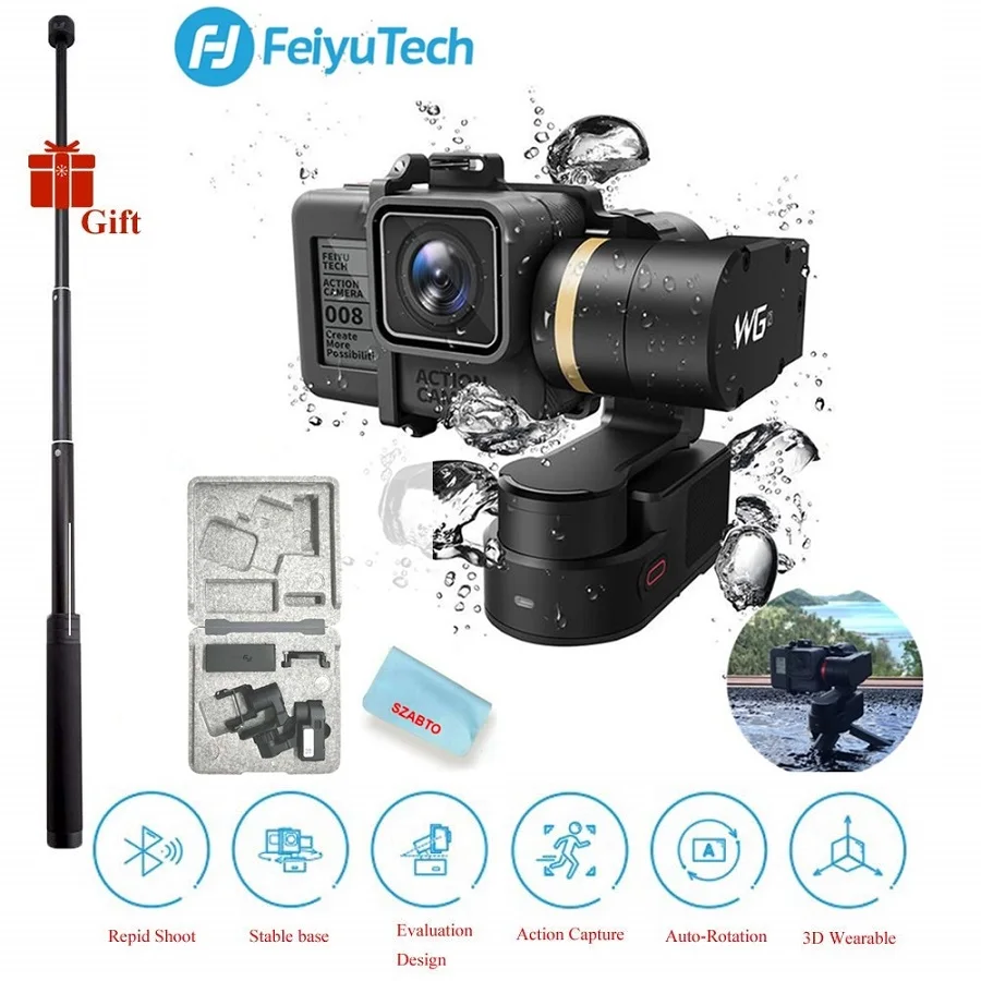 FeiyuTech WG2X 3-осевой Водонепроницаемый переносной шарнирный Портативный Hands-Free съемки видео с 360 градусов панорамный Штатив для Gopro 4/5 6 7 - Цвет: WG2X Extension rod