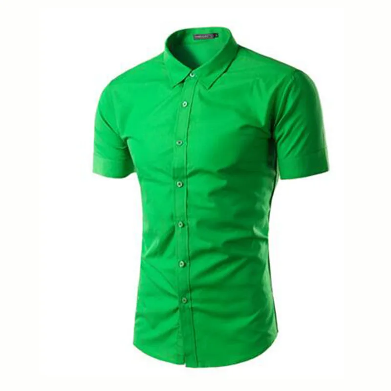 Лидер продаж Летние повседневные рубашки с короткими рукавами Camisa однотонные