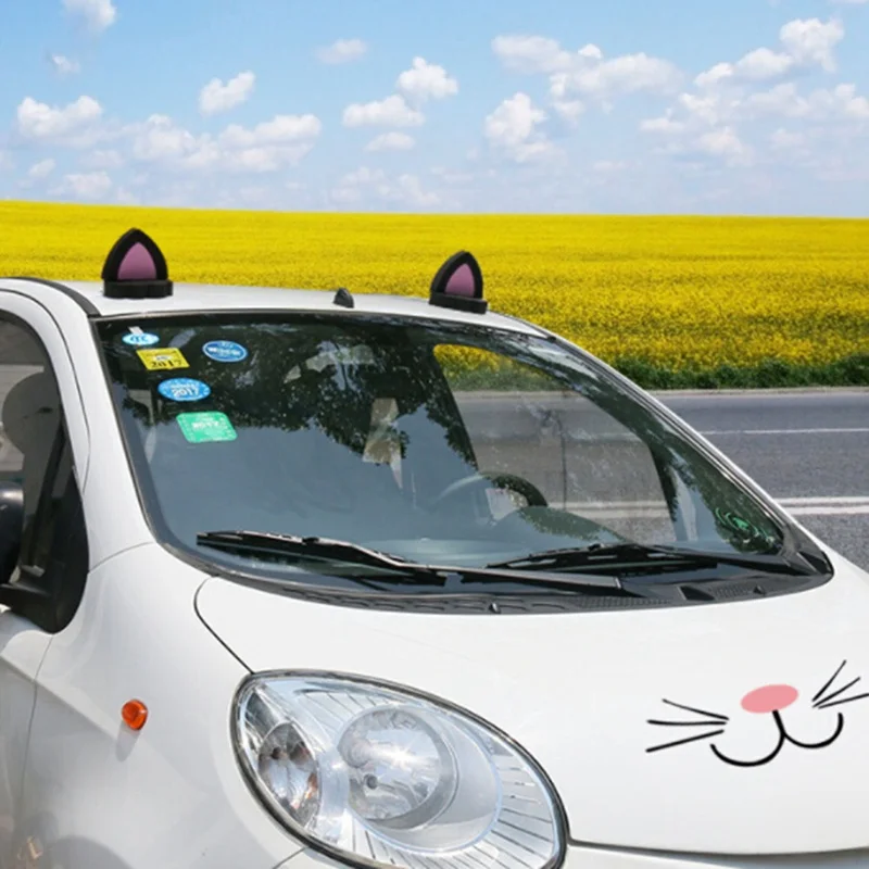 3D кошачьи ушки, наклейки на крышу автомобиля, грузовика, деколь Декорации для мини-автомобилей, аксессуары для укладки 1 шт