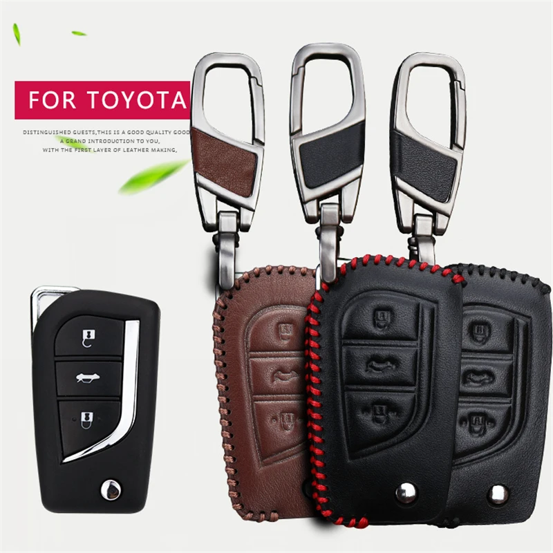 Чехол для ключей автомобиля для Toyota RAV4 CHR Auris Yaris Avensis Aygo Camry Prius Vitz Prado Fortuner кожаный чехол для ключей