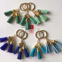 25 colors leather tassel key chain 3 layers velvet tassel keychains carabiner tassel key chain tassel key ring