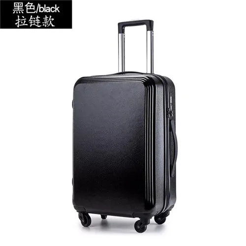 Black zipper Klqdzms 20/22/24/26/28 дюймов Высокое качество ABS+ PC Сумки на колёсиках Чемодан легкий путешествия чемодан на колесиках - Цвет: Black zipper