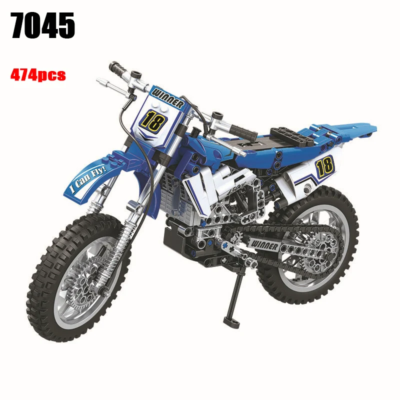 474 7045 stucke Technik Stadt Moto Crossbike Bausteine Набор DIY Кирпичи классический Modell Киндер Spielzeug Мех
