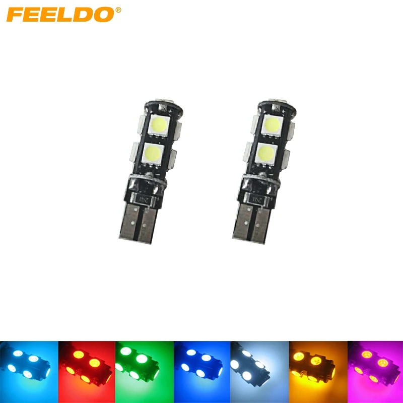 FEELDO 50 шт. Белый T10 W5W 194 CANBUS 9 5050SMD светодиодный ная Автомобильная боковая
