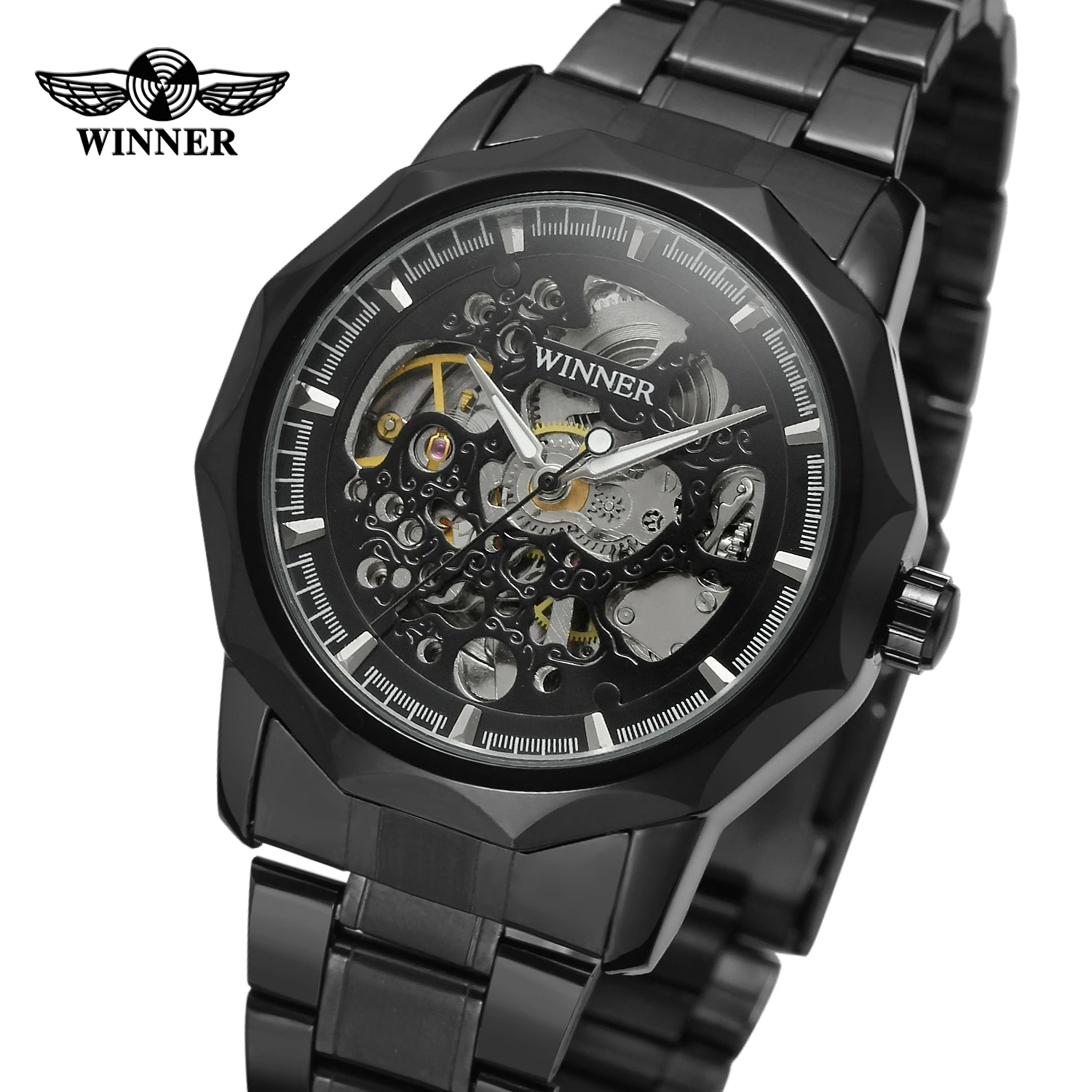 Часы наручные Winner Мужские механические Брендовые повседневные автоматические
