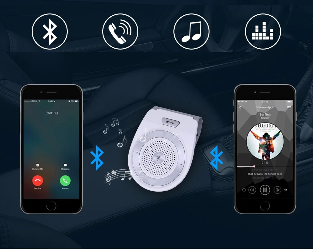 Автомобиля bluetooth комплект t821 громкой связи Динамик телефон Поддержка Bluetooth 4.1+ EDR Беспроводной Car Kit мини козырек может Hands Free вызовы