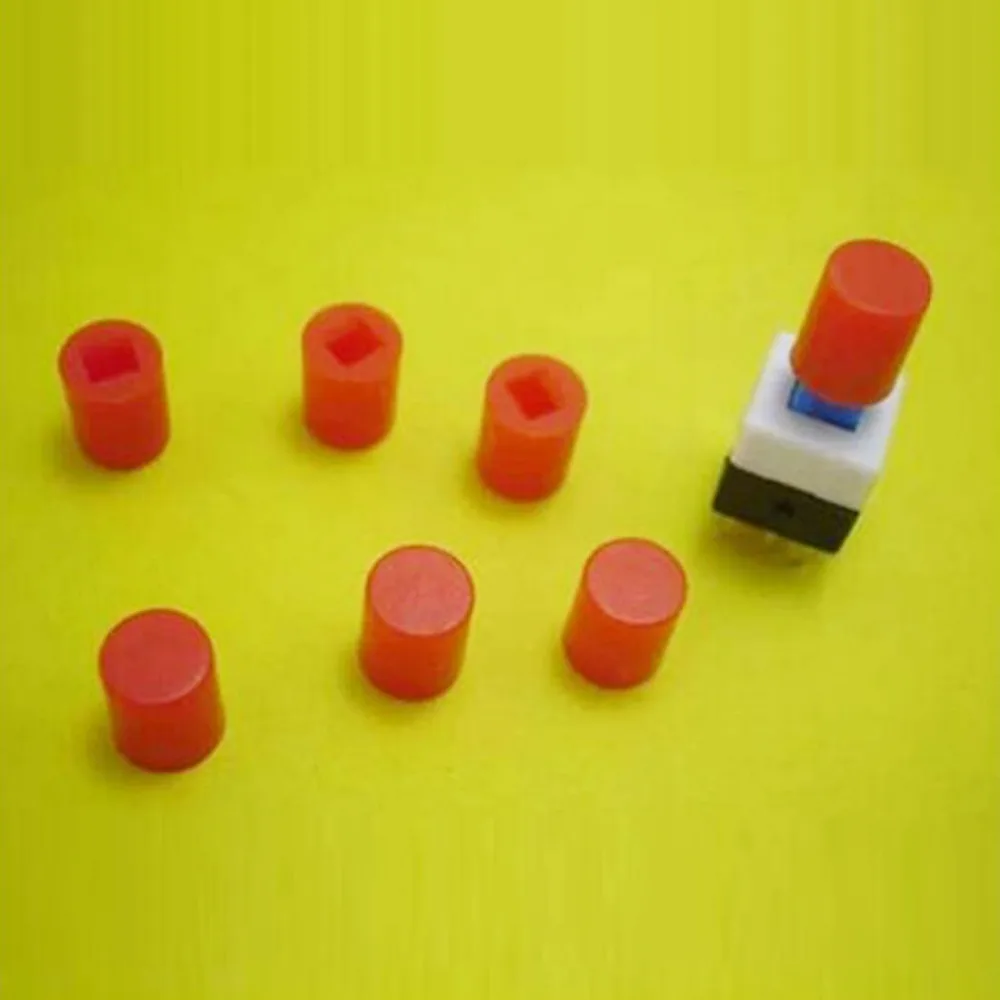 

200pcs 7mm Button Cap Red Rubber Button Caps Self/ Non Self Locking Switch Cover 5.8*5.8/7*7/8*8/8.5*8.5mm Wholesale Price
