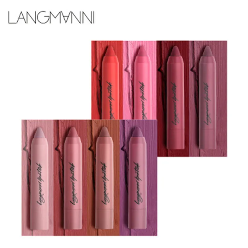 Langmanni 4 шт./компл. матовая губная помада водостойкая антипригарная чашка ручка