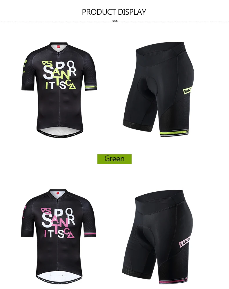 Santic, новинка, пара велосипедных костюмов, Летний дышащий MTB дорожный велосипед, короткий рукав, Джерси для мужчин и женщин, велосипедные шорты, 3 цвета