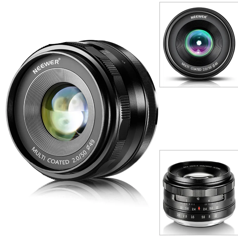Neewer 50 мм f/2,0 ручная фокусировка Prime фиксированный объектив для OLMPUS/PANASONIC APS-C цифровых камер как E-M1/M5/M10/E-P5E-PL3/PL5/PL6/PL7