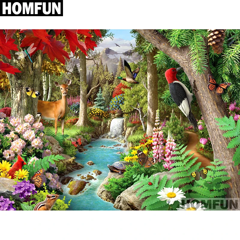 

HOMFUN Full Square/Round Drill 5D DIY Diamond Painting "Forest animals" Embroidery Cross Stitch 5D Home Decor Gift A01680