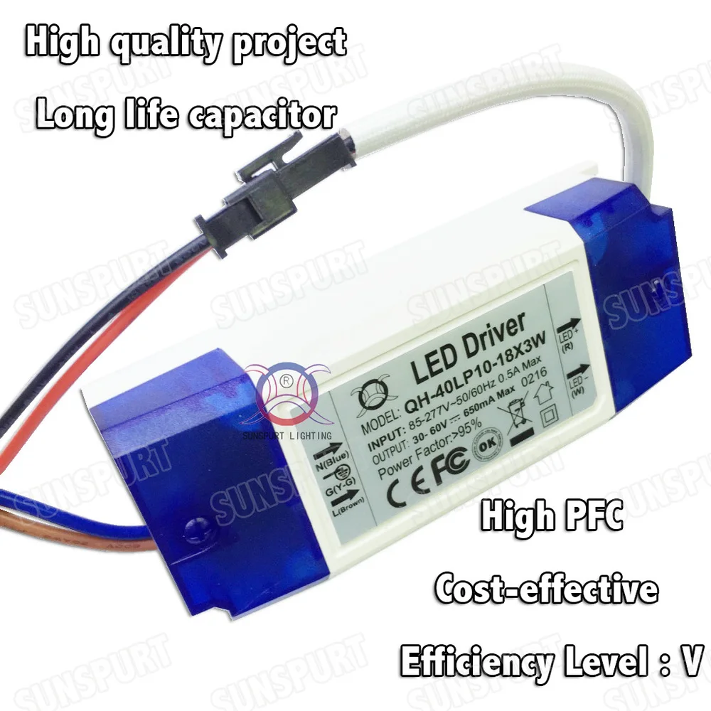 3-20 шт высокая PFC> 0,95 изоляция 36 Вт AC85-277V светодиодный драйвер 10-18x3W 600mA DC30-60V постоянный ток потолочный светильник