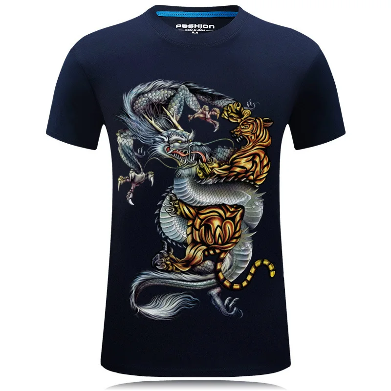 Футболка Andrecarr 5XL 6XL Мужская 3D футболка Dragon Tiger хлопковая в стиле хип хоп|Мужские