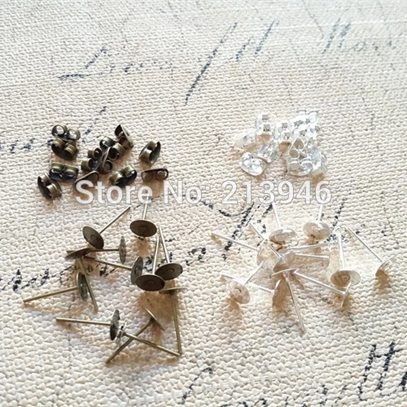 

1000Pcs/Pack ( Mix Earring Pins & Earring Back) Silver & Vintage Bronze Ear Studs Jewelry Findings & Accessories