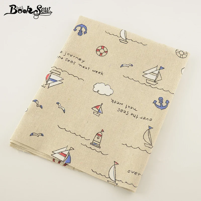 Booksew Home Textile Sea Theme Style Cotton Linen Fabric Sewing Tissu Tablecloth Bag Curtain Cushion Pillow Zakka CM | Дом и сад