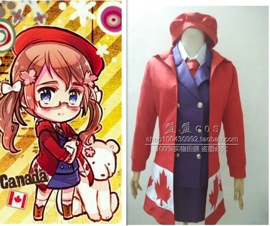 Аниме APH Axis Powers hetalia Canada Косплей Костюм армейская Униформа Женский костюм 11|cosplay