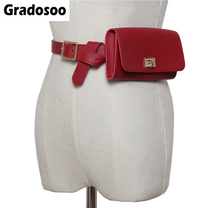 Gradosoo поясная сумка женская модная кожаная для телефона Повседневная на бедрах
