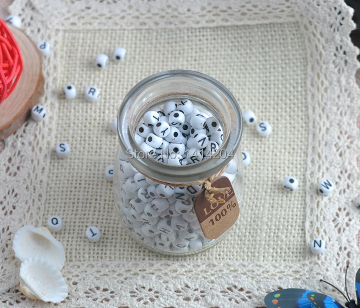 

Mixed white Alphabet/Letters Flat Round Pony Beads For Jewelry Making 7x5mm 400Pcs YKL0223