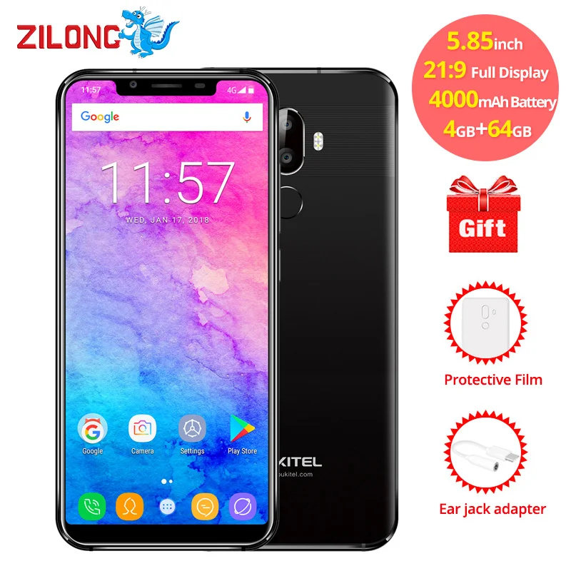 Oukitel U18 5 85 дюйма 21:9 Дисплей 4 ГБ Оперативная память 64 4000 мАч Face ID мобильного