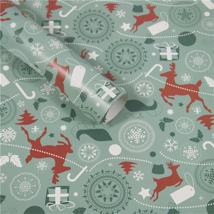 3Pcs Packing Paper DIY New Year Christmas Wrapping Gift Present Tree Santa Wrap Decorative Xmas Party Roll Nov#2 | Дом и сад