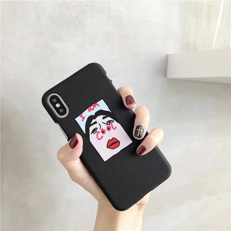Корейский Забавный чехол для телефона iPhone 6 Puls 6S 7 8 Plus X XS жесткий матовый задней
