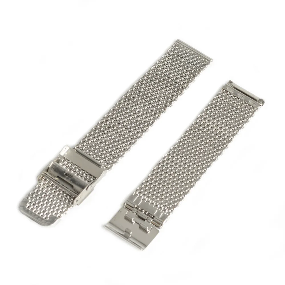 20mm Unisex Double Meshes Stainless Steel Watch Bands Strap Bracelet Safety Buckle Silver Hot Brithday Gift | Наручные часы