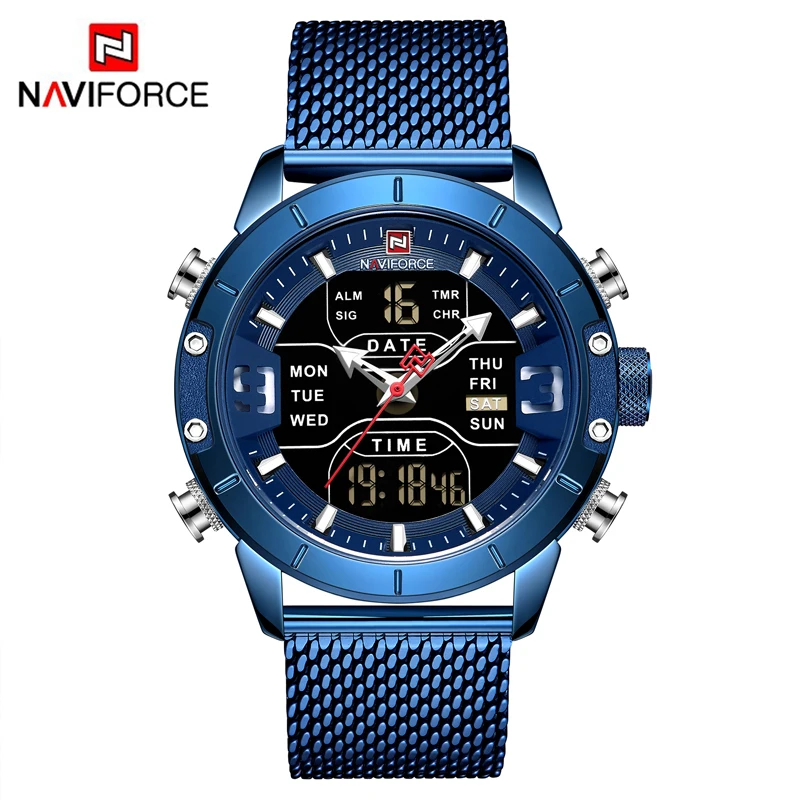Часы NAVIFORCE мужские спортивные армейские цифровые светодиодные кварцевые из