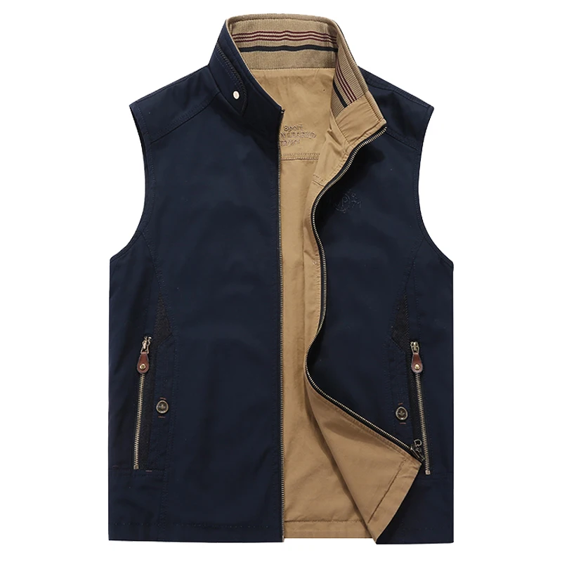Новинка, военный жилет для мужчин, chalecos para hombre gilet, высококачественный хлопковый двусторонний Мужской жилет размера плюс 5XL