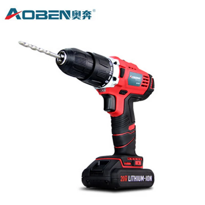 RedBlack AOBEN 20 В переменного тока Dremel Аккумуляторная дрель с двумя литиевыми батареями электроинструменты сверлильный станок Ударная дрель с BMC - Цвет: RedBlack