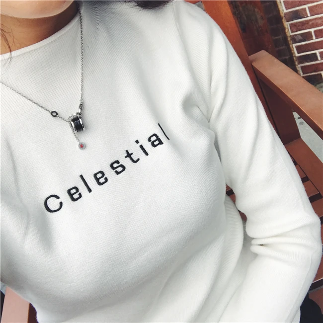 Осенние женские Повседневные свитера сексуальные дамские джемперы с вышитыми