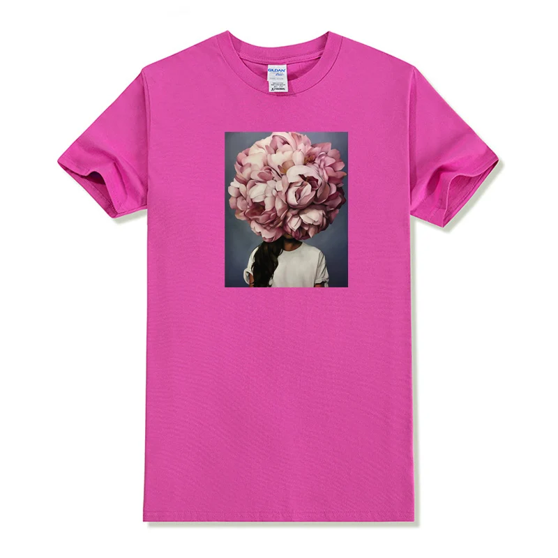 Rose Red Модная Новая женская футболка, забавная классная женская футболка с цветочным принтом, хлопок, футболка с круглым вырезом размера плюс, одежда 100 кг - Цвет: Rose Red