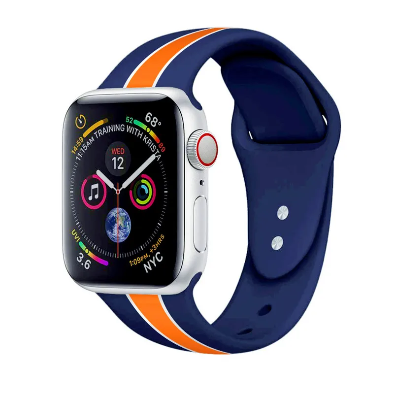 Спортивный силиконовый ремешок для Apple Watch Band 4/3/2/1 цветной сменный на запястье