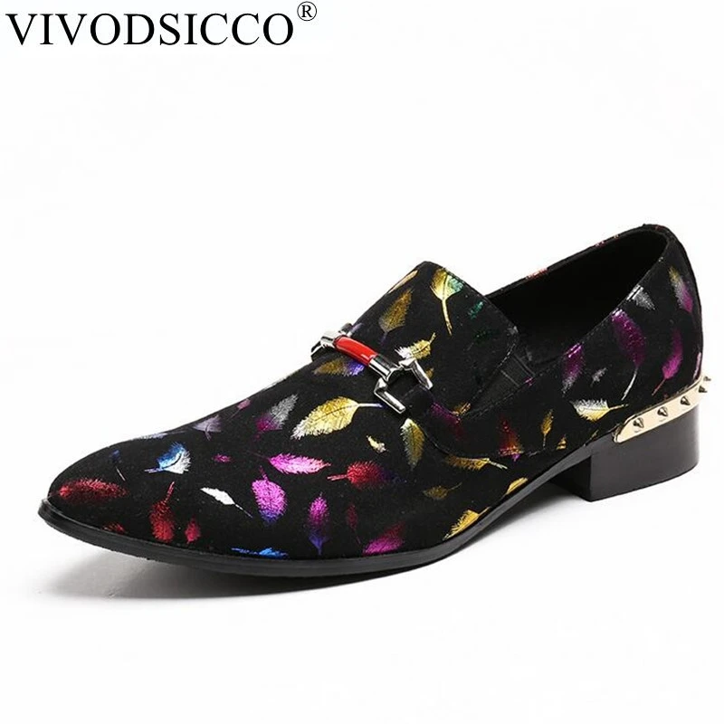 

VIVODSICCO принт ручной работы роскошные мужские лоферы из натуральной кожи с заклепками, мужские свадебные и вечерние ничные туфли, мужские туф...