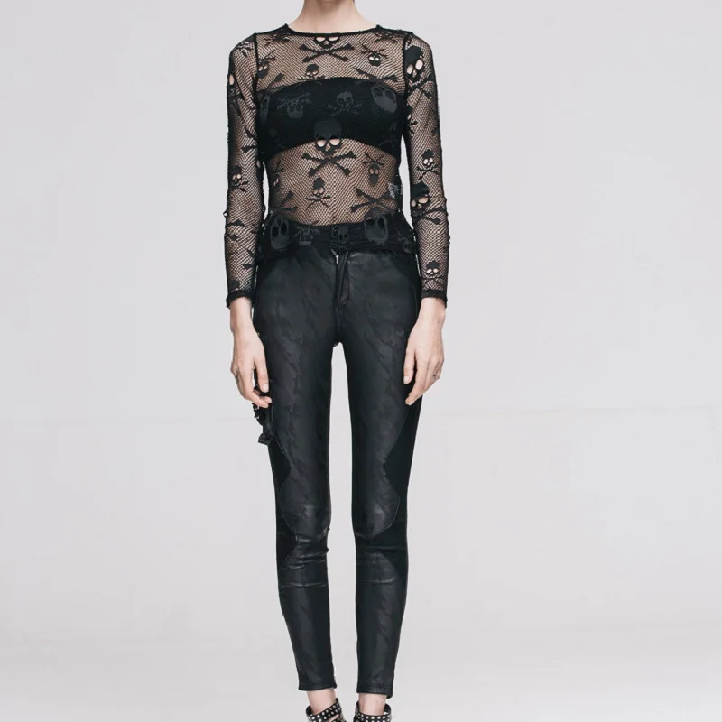 Пикантные летние 2018 череп сетки Кружево Для женщин Топы корректирующие круглый